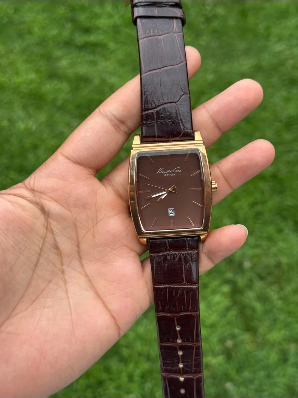 Kenneth Cole Classic Brown Leather Strap Men's Dress Watch
